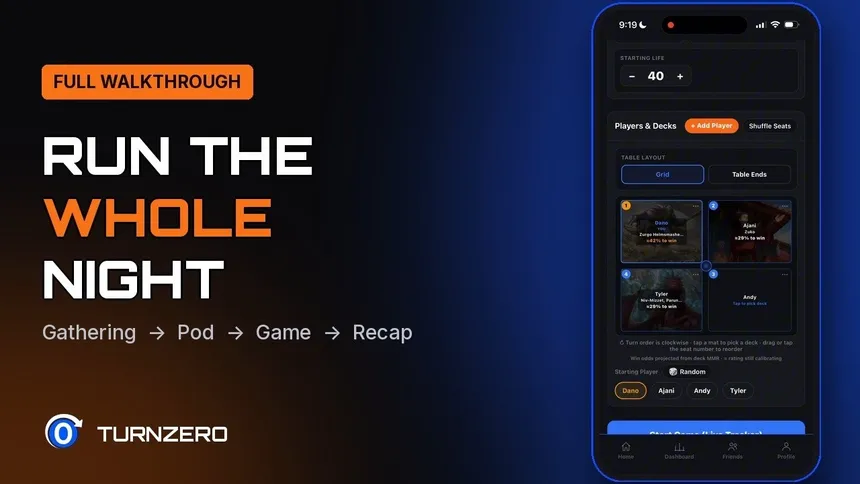 Still from the TurnZero HQ App tutorial — full MTG life tracker walkthrough video