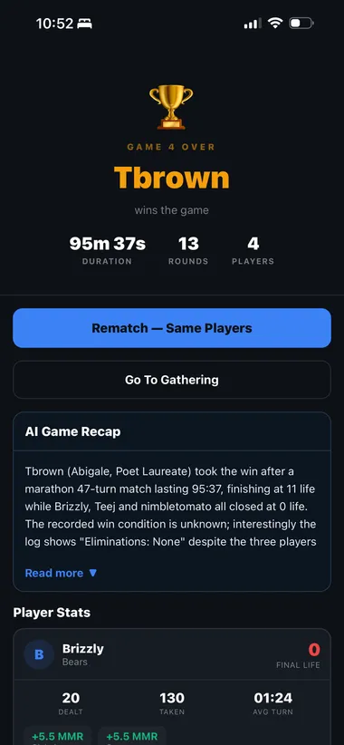 AI recap after every game