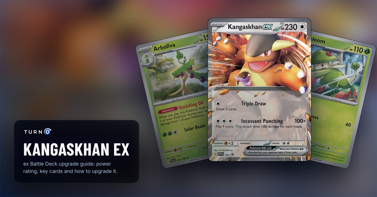 Three cards from the Kangaskhan ex Battle Deck fanned out: Arboliva, Breloom, and Kangaskhan ex in front.