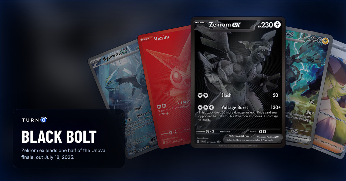 Five Black Bolt chase cards fanned out: Kyurem ex, Victini, the Zekrom ex Black White Rare in front, Zekrom ex Special Illustration Rare and N's Plan.