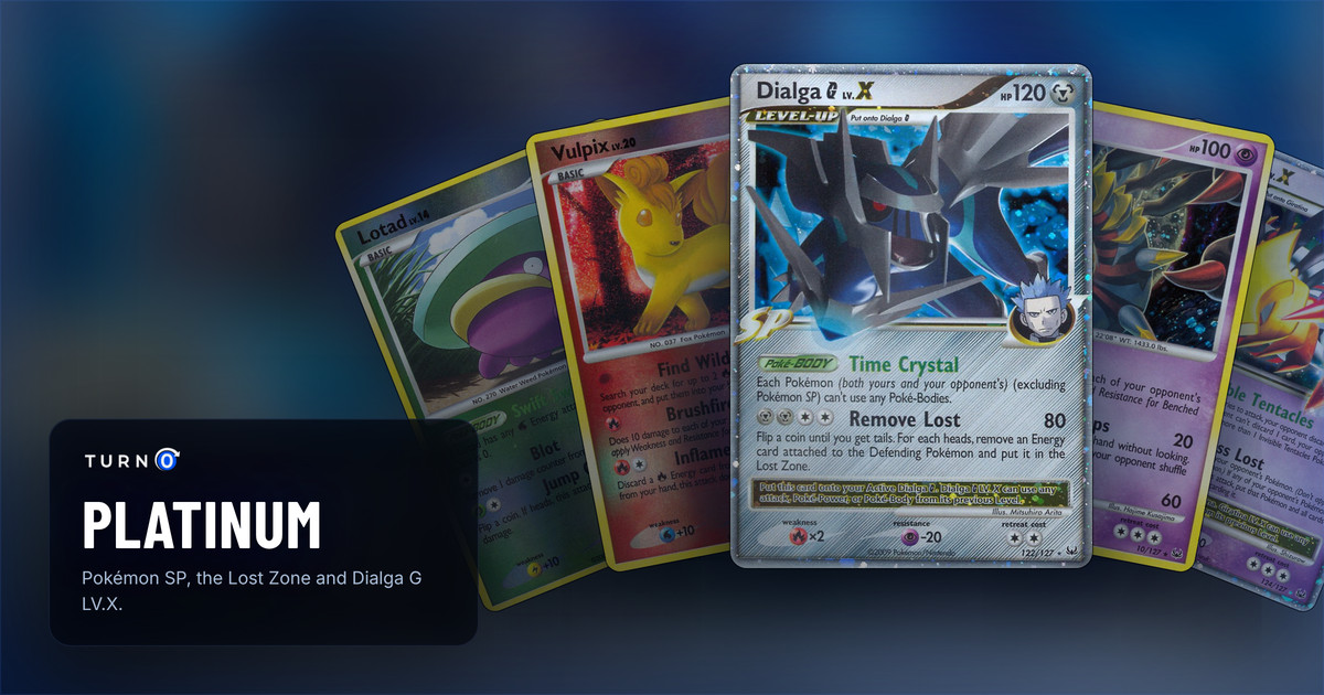Five Platinum cards fanned out: Lotad, Vulpix, Dialga G LV.X in front, Giratina and Giratina LV.X.