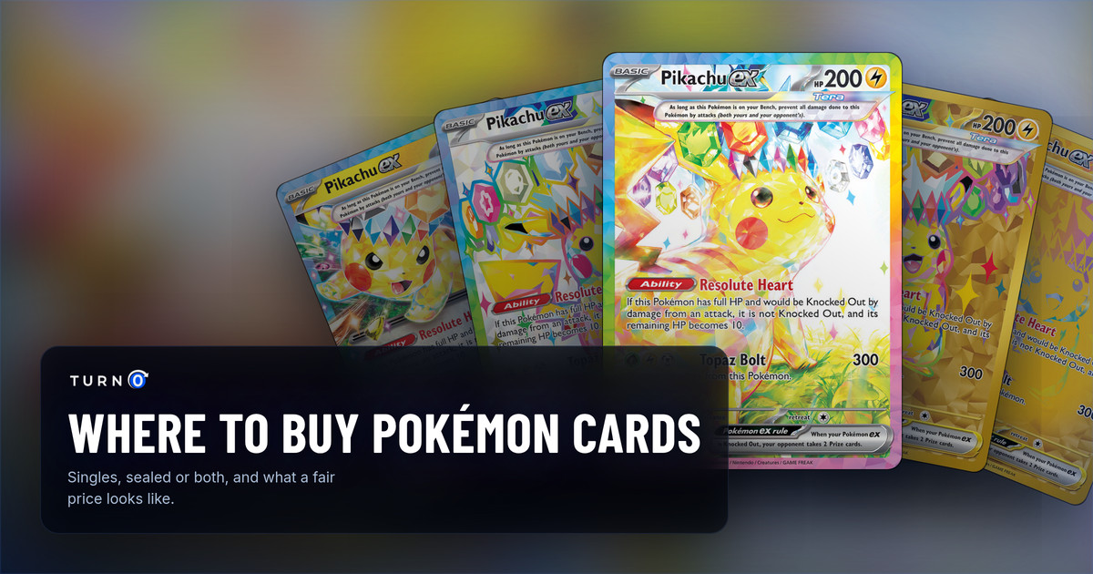 Five printings of Pikachu ex fanned out: the Surging Sparks Double Rare, Ultra Rare, Special Illustration Rare in front and Hyper Rare, and the Prismatic Evolutions Hyper Rare.