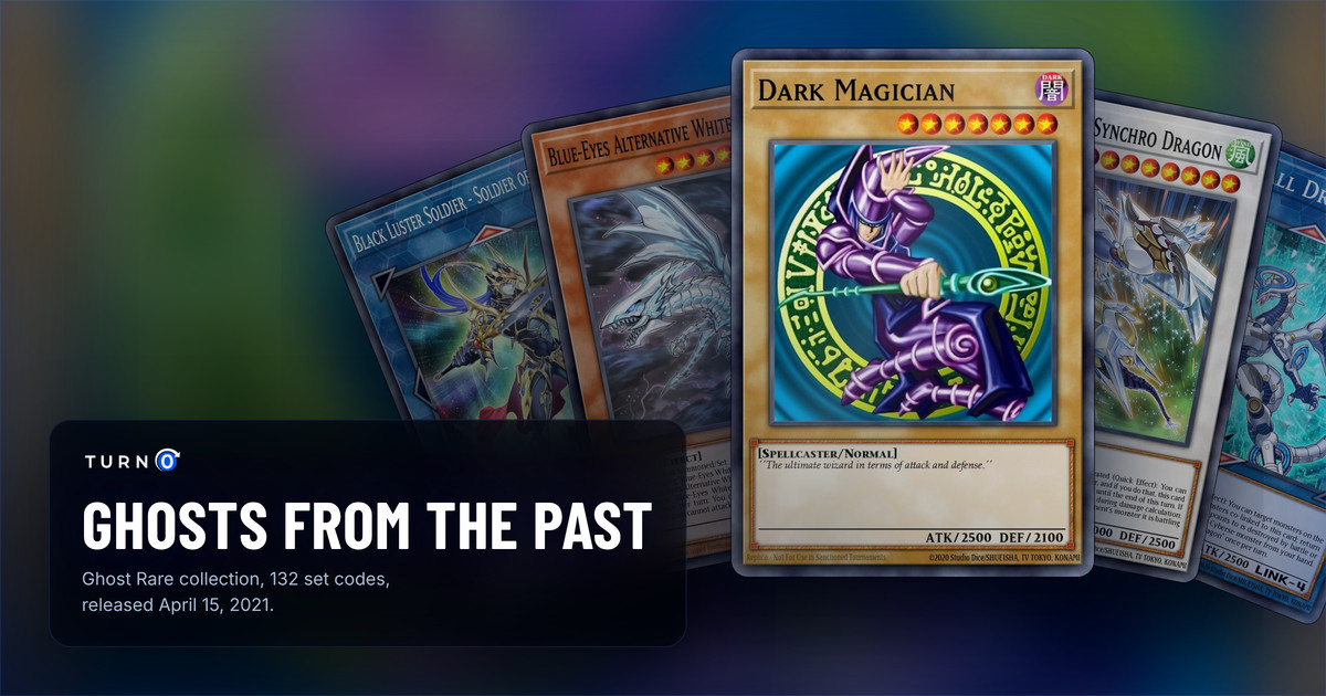 Five of the most valuable Ghosts From the Past cards fanned out: Black Luster Soldier - Soldier of Chaos, Blue-Eyes Alternative White Dragon, Dark Magician in front, Crystal Wing Synchro Dragon and Firewall Dragon.