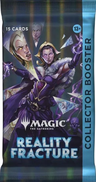 Reality Fracture Collector Booster pack, 15 cards, purple foil wrapper with Liliana