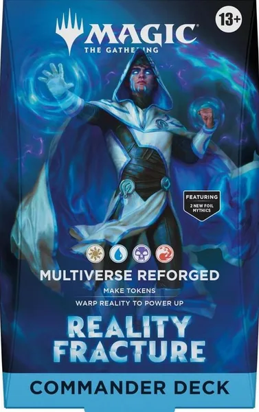 Reality Fracture Multiverse Reforged Commander Deck box with Jace, showing white, blue, black and red mana symbols